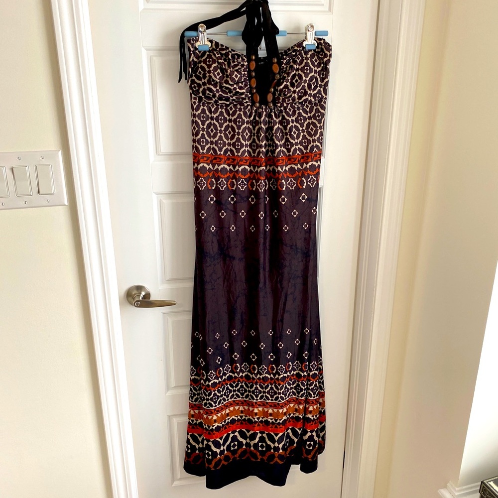Brown Beachy Halter Maxi Dress